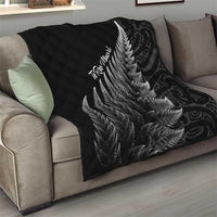 New Zealand Te Reo Mori Quilt Simple Black Fern LT9 - Polynesian Pride