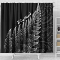 New Zealand Te Reo Māori Shower Curtain Simple Black Fern