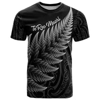 New Zealand Te Reo Mori T Shirt Simple Black Fern LT9 Black - Polynesian Pride