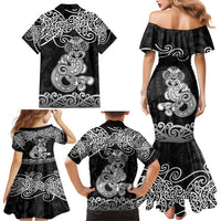 Te Reo Maori Tiki Inspired Art Family Matching Mermaid Dress and Hawaiian Shirt
