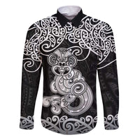 Te Reo Maori Tiki Inspired Art Family Matching Off The Shoulder Long Sleeve Dress and Hawaiian Shirt