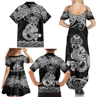 Te Reo Maori Tiki Inspired Art Family Matching Summer Maxi Dress and Hawaiian Shirt