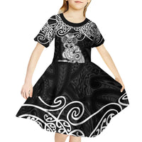 Te Reo Maori Tiki Inspired Art Kid Short Sleeve Dress LT9 - Polynesian Pride