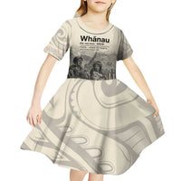 Whanau Maori Language Kid Short Sleeve Dress Te Reo Maori Inspired Art LT9 - Polynesian Pride