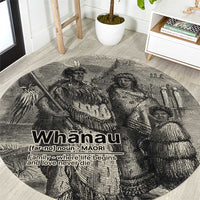 Whanau Maori Language Round Carpet Te Reo Maori Inspired Art LT9 Nude - Polynesian Pride