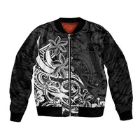 Polynesian Sunset Plumeria Bomber Jacket Pacific Island Tribal Black Style LT9 Unisex Black - Polynesian Pride