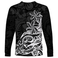 Polynesian Sunset Plumeria Long Sleeve Shirt Pacific Island Tribal Black Style LT9 - Polynesian Pride