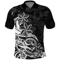 Polynesian Sunset Plumeria Polo Shirt Pacific Island Tribal Black Style LT9 Black - Polynesian Pride