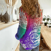 Polynesian Sunset Plumeria Women Casual Shirt Pacific Island Tribal Blossom Style LT9 - Polynesian Pride