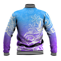 Polynesian Sunset Plumeria Baseball Jacket Pacific Island Tribal Blue Style LT9 - Polynesian Pride