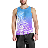 Polynesian Sunset Plumeria Men Tank Top Pacific Island Tribal Blue Style LT9 - Polynesian Pride