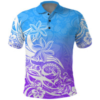 Polynesian Sunset Plumeria Polo Shirt Pacific Island Tribal Blue Style LT9 Blue - Polynesian Pride