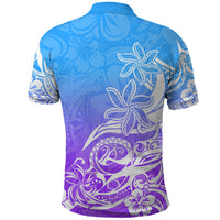 Polynesian Sunset Plumeria Polo Shirt Pacific Island Tribal Blue Style LT9 - Polynesian Pride