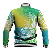 Polynesian Sunset Plumeria Baseball Jacket Pacific Island Tribal Green Style LT9 - Polynesian Pride