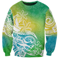 Polynesian Sunset Plumeria Sweatshirt Pacific Island Tribal Green Style LT9 Unisex Green - Polynesian Pride