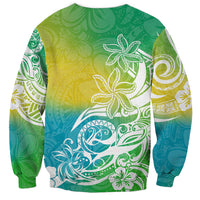 Polynesian Sunset Plumeria Sweatshirt Pacific Island Tribal Green Style LT9 - Polynesian Pride