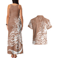 Polynesian Sunset Plumeria Couples Matching Tank Maxi Dress and Hawaiian Shirt Pacific Island Tribal Nude Style LT9 - Polynesian Pride