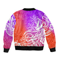 Polynesian Sunset Plumeria Bomber Jacket Pacific Island Tribal Purple Style LT9 - Polynesian Pride