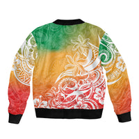 Polynesian Sunset Plumeria Sleeve Zip Bomber Jacket Pacific Island Tribal Reggae Style LT9 - Polynesian Pride