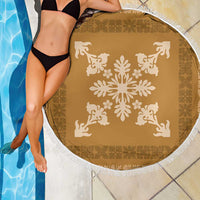 Hawaiian Quilt Block Design Beach Blanket Gold Hawaii Culture Motifs - Polynesian Pride