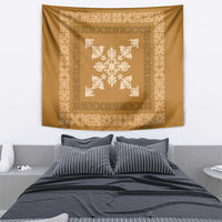 Hawaiian Quilt Block Design Tapestry Gold Hawaii Culture Motifs - Polynesian Pride