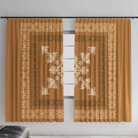 Hawaiian Quilt Block Design Window Curtain Gold Hawaii Culture Motifs - Polynesian Pride