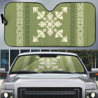 Hawaiian Quilt Block Design Auto Sun Shade Lime Hawaii Culture Motifs - Polynesian Pride