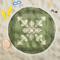 Hawaiian Quilt Block Design Beach Blanket Lime Hawaii Culture Motifs - Polynesian Pride