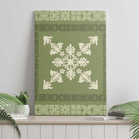 Hawaiian Quilt Block Design Canvas Wall Art Lime Hawaii Culture Motifs - Polynesian Pride