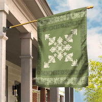 Hawaiian Quilt Block Design Garden Flag Lime Hawaii Culture Motifs - Polynesian Pride