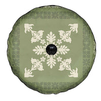 Hawaiian Quilt Block Design Spare Tire Cover Lime Hawaii Culture Motifs - Polynesian Pride