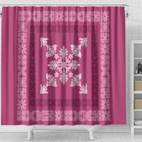Hawaiian Quilt Block Design Shower Curtain Pink Hawaii Culture Motifs - Polynesian Pride