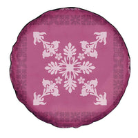 Hawaiian Quilt Block Design Spare Tire Cover Pink Hawaii Culture Motifs LT9 - Polynesian Pride