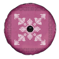 Hawaiian Quilt Block Design Spare Tire Cover Pink Hawaii Culture Motifs LT9 - Polynesian Pride