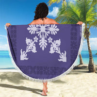 Hawaiian Quilt Block Design Beach Blanket Purple Hawaii Culture Motifs - Polynesian Pride
