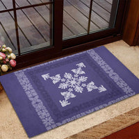 Hawaiian Quilt Block Design Rubber Doormat Purple Hawaii Culture Motifs - Polynesian Pride