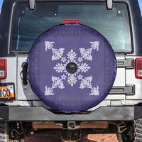 Hawaiian Quilt Block Design Spare Tire Cover Purple Hawaii Culture Motifs - Polynesian Pride