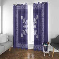 Hawaiian Quilt Block Design Window Curtain Purple Hawaii Culture Motifs - Polynesian Pride