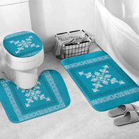 Hawaiian Quilt Block Design Bathroom Set Teal Hawaii Culture Motifs - Polynesian Pride