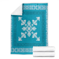 Hawaiian Quilt Block Design Blanket Teal Hawaii Culture Motifs - Polynesian Pride