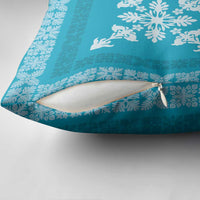 Hawaiian Quilt Block Design Pillow Cover Teal Hawaii Culture Motifs - Polynesian Pride