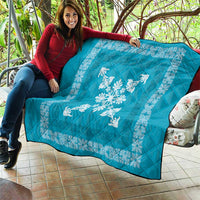 Hawaiian Quilt Block Design Quilt Teal Hawaii Culture Motifs - Polynesian Pride