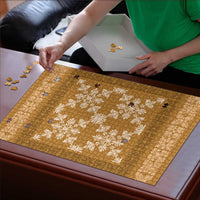 Hawaiian Quilt Pattern Puzzle Gold Hawaii Culture Tropical - Polynesian Pride