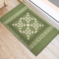 Hawaiian Quilt Pattern Rubber Doormat Lime Hawaii Culture Tropical - Polynesian Pride