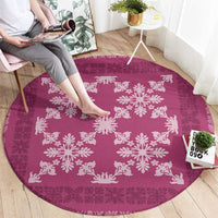 Hawaiian Quilt Pattern Round Carpet Pink Hawaii Culture Tropical - Polynesian Pride