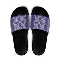 Hawaiian Quilt Pattern Slide Sandals Purple Hawaii Culture Tropical - Polynesian Pride