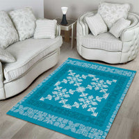 Hawaiian Quilt Pattern Area Rug Teal Hawaii Culture Tropical - Polynesian Pride