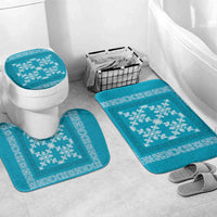 Hawaiian Quilt Pattern Bathroom Set Teal Hawaii Culture Tropical LT9 Mat Set Only (3 pcs) One Size Teal - Polynesian Pride