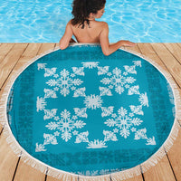 Hawaiian Quilt Pattern Beach Blanket Teal Hawaii Culture Tropical LT9 - Polynesian Pride