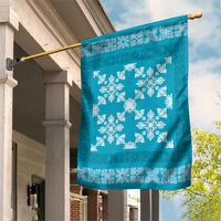 Hawaiian Quilt Pattern Garden Flag Teal Hawaii Culture Tropical - Polynesian Pride